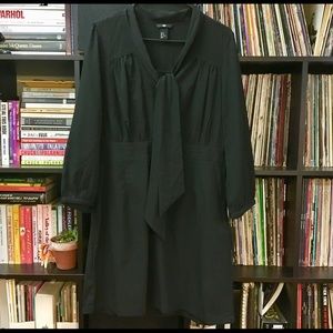 Little black dress with pussycat bow